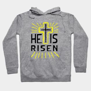 He is risen, with cross black text Hoodie